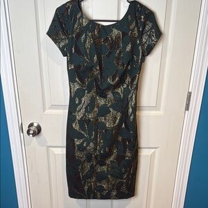 Adrianna Papell Elegant Green and Gold Women's Dress